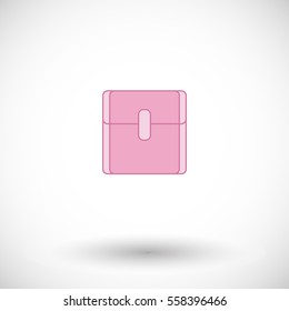 Sanitary napkin icon.  Flat design of feminine hygiene product with round shadow. Vector illustration
