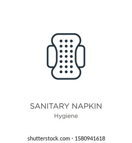 Sanitary napkin icon. Thin linear sanitary napkin outline icon isolated on white background from hygiene collection. Line vector sign, symbol for web and mobile