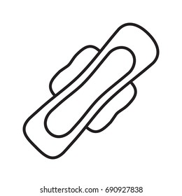 Sanitary napkin linear icon. Thin line illustration. Towel with wings. Contour symbol. Vector isolated outline drawing