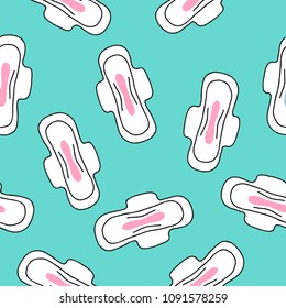 sanitary napkin seamless doodle pattern