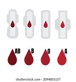 diseño de ilustración de vectores de servilleta sanitaria, ideal para la ilustración de suministros femeninos, menstruación, sangre,