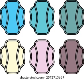 Sanitary pad icon collection or set. Sanitary pad Thin vector art