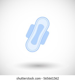 Sanitary pad icon. Flat design of feminine hygiene product with round shadow. Vector illustration