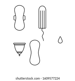 Sanitary Pad Icon , Tampon Icon, Menstrual Cup Icon Vector Set Woman Menstrual Care Icons