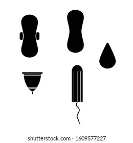 Sanitary Pad Icon , Tampon Icon, Menstrual Cup Icon Vector Set Woman Menstrual Care Icons