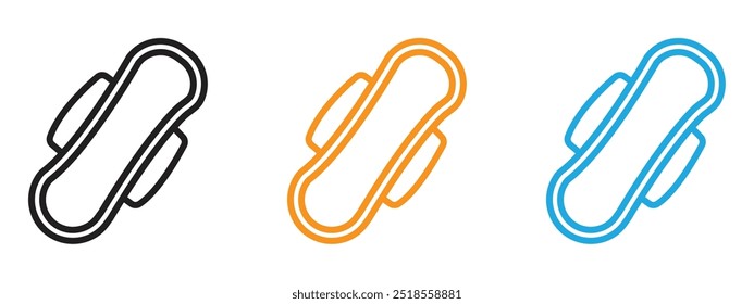 Sanitary pad icon Thin line illustration set
