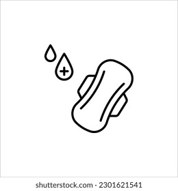 Icono de almohadillas sanitarias con alas. Ilustración del vector sobre fondo blanco