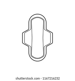 Sanitary pad isolated line drawing icon, vector illustration design. Maternity collection.
