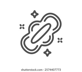 Sanitary pad line icon. Menstrual napkin sign. Female hygiene symbol. Quality design element. Linear style pad icon. Editable stroke. Vector