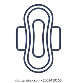 Sanitary pad line icon. This vector graphic depicts a simple, modern line drawing of a sanitary pad.