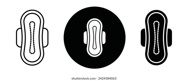 Sanitary pad outline icon collection or set. Sanitary pad Thin vector line art