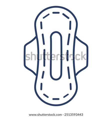 Sanitary pad outline icon. Simple line drawing of a feminine hygiene product. This illustration can be used in various contexts, including medical, healthcare, and beauty.