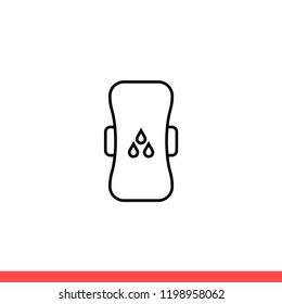 Sanitary pad vector icon, menstruation symbol. Simple, flat design for web or mobile app