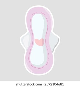 Sanitary Pad Vector Illustration Sticker. Cute and simple sanitary pad vector sticker with a pastel design. Ideal for health, hygiene, feminine care, and educational projects