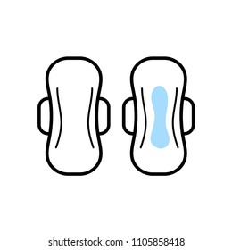 Sanitary pads with wings. Vector. Isolate on white background.