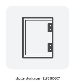 Sanitary partition icon. Also called sanitary cubicle, partition wall, wall panel. That are solid, decorative and self supporting. For separate or divide interior space i.e. toilet and bathroom.