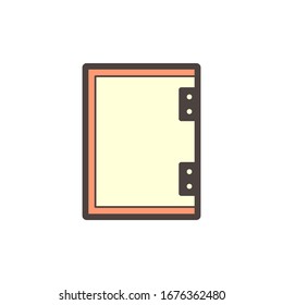 Sanitary partition vector icon. Also called sanitary cubicle, partition wall, wall panel or stall. That wood is divider for separate or divide interior space in toilet, washroom, restroom, bathroom.