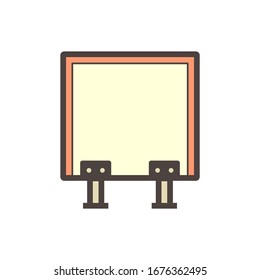 Sanitary partition vector icon. Also called sanitary cubicle, partition wall, wall panel or stall. That wood is divider for separate or divide interior space in toilet, washroom, restroom, bathroom.