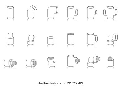 Sanitary Pipe fittings and icon catalogue., Vector, Illustration