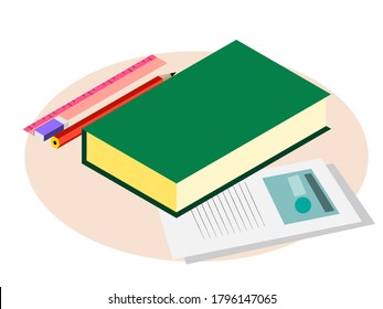 Sanitary and school textbook and paper work. This picture can be used as an icon for educational purpose or as a background would be pretty cool!