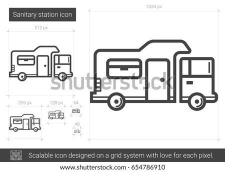 Sanitary station vector line icon isolated on white background. Sanitary station line icon for infographic, website or app. Scalable icon designed on a grid system.
