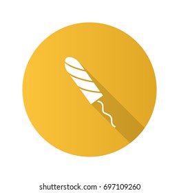 Sanitary tampon flat design long shadow glyph icon. Vector silhouette illustration