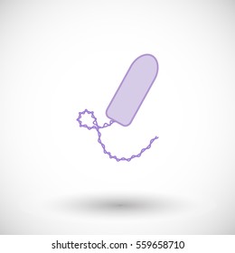 Sanitary tampon icon. Flat design of feminine hygiene product with round shadow. Vector illustration