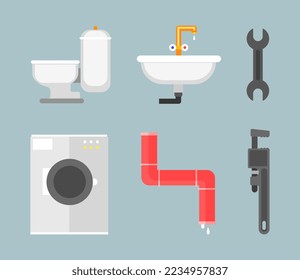 Sanitärarisches Material, Rohrleitungen und Rohrverbindungsstücke mit Tube-Joint-Vector-Set