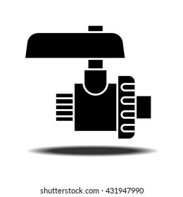 Sanitary Ware tap with shadow. Flat vector icon on white background