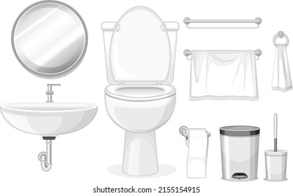 Sanitary wares on white background illustration