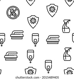 Sanitation Accessories Vector Seamless Pattern Thin Line Illustration