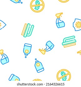 Sanitation Accessories Vector Seamless Pattern Color Line Illustration