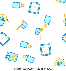 Sanitation Accessories Vector Seamless Pattern Color Line Illustration