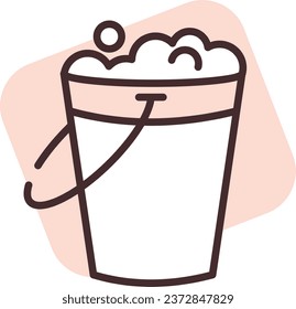 Sanitation bucket with water, illustration or icon, vector on white background.