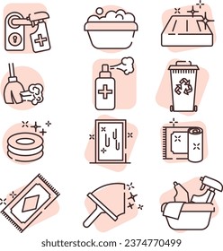 Sanitation icon set, illustration or icon, vector on white background.