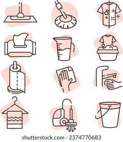 Sanitation icon set, illustration or icon, vector on white background.