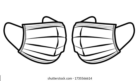 Sanitation and Medical Facemask Personal Protective Equipment icon set with respiratory face masks.