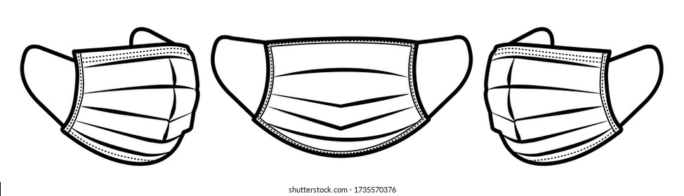 Sanitation and Medical Facemask Personal Protective Equipment icon set with respiratory face masks.