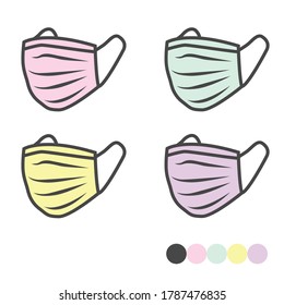 Sanitation and protection respiratory ppe face mask icon set. Face masks.