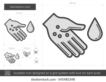 Sanitation vector line icon isolated on white background. Sanitation line icon for infographic, website or app. Scalable icon designed on a grid system.