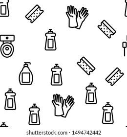 Sanitation Vector Seamless Pattern Thin Line Illustration