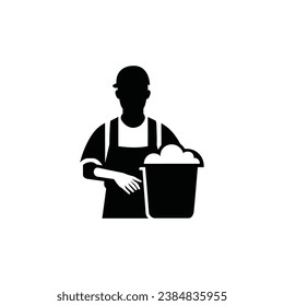 Sanitation Worker Icon on White Background - Simple Vector Illustration