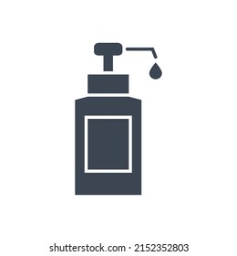 Sanitazer bottle with drop related vector glyph icon. Sanitazer sign. Isolated on white background. Editable vector illustration