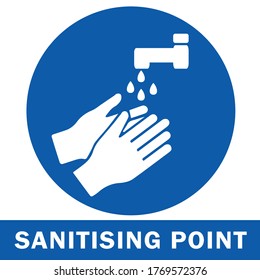 sanitising poin mandatory sign. wash hands for preventing coronavirus covid-19 concept 
