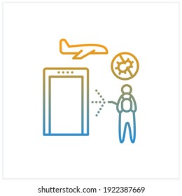 Sanitization airport gradient icon.Biosafety worker disinfect airport. Mandatory procedure boarding.Airport new normal concept.Isolated vector illustration.Suitable to banners,mobile apps,presentation