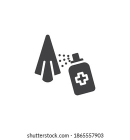 Sanitizar y desinfectar el icono vectorial. signo plano relleno para concepto móvil y diseño web. Icono de glifo de desagüe de manos y de desagüe antibacteriano. Símbolo, ilustración del logotipo. Gráficos vectoriales