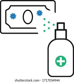 Entgiften Sie Dollar-Corona-Virus-Symbol, schützen Sie Dollar-Corona-Virus-Symbol    