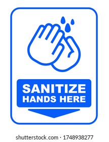 sanitize hand here sign vector