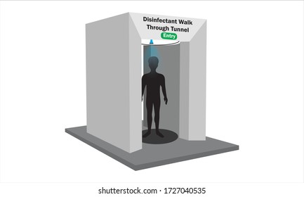 Sanitize tunnel for disinfectant and protect people from covid-19 coronavirus. vector illustration 