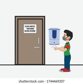 Sanitize Your Hands Cartoon Vector Illustration.